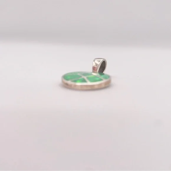 SILVER Sparkle Green Opal Mexico Pendant - Picture 4 of 7